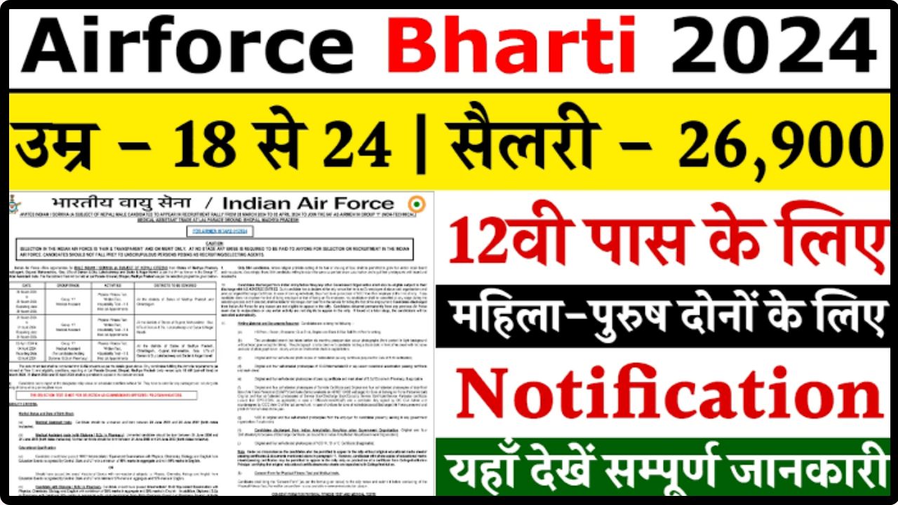 Air Force Vacancy 2024 : इंडियन एयर फोर्स में 16011 पदों पर बंपर भर्ती का सूचना जारी, आवेदन प्रक्रिया शुरू